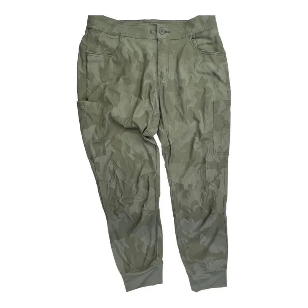 PrAna Women's Mid-Rise Flat Front Standard Fit Jogger Pants Camouflage Size 12